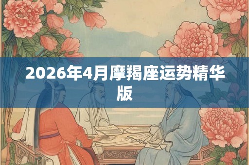 2026年4月摩羯座运势精华版
