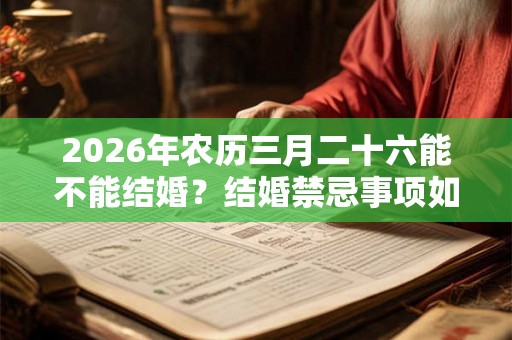 2026年农历三月二十六能不能结婚？结婚禁忌事项如何？