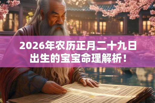 2026年农历正月二十九日出生的宝宝命理解析！