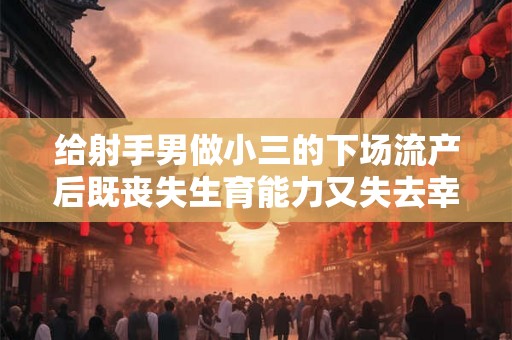 给射手男做小三的下场流产后既丧失生育能力又失去幸福的代价