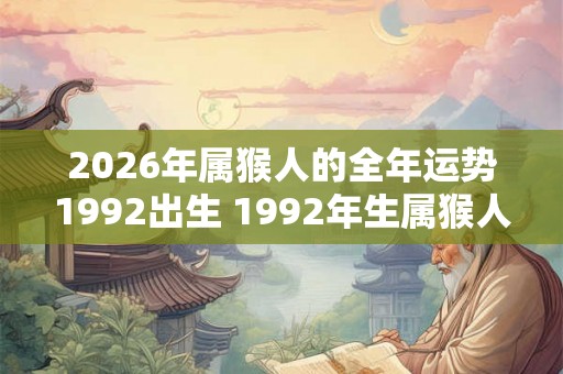 2026年属猴人的全年运势1992出生 1992年生属猴人2026年运势如何 2026年属猴人的全年运势1992出生 1992年生属猴人2026年运势如何