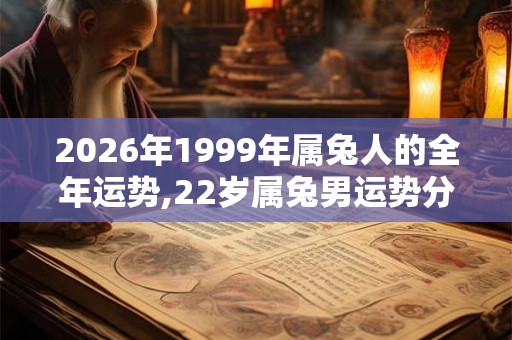 2026年1999年属兔人的全年运势,22岁属兔男运势分析