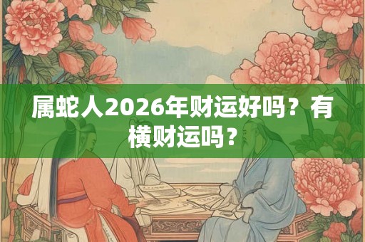 属蛇人2026年财运好吗？有横财运吗？