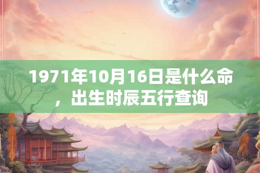 1971年10月16日是什么命，出生时辰五行查询