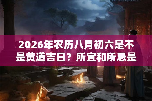 2026年农历八月初六是不是黄道吉日?所宜和所忌是什么? 2026年农历八月初六是不是黄道吉日?所宜和所忌是什么?