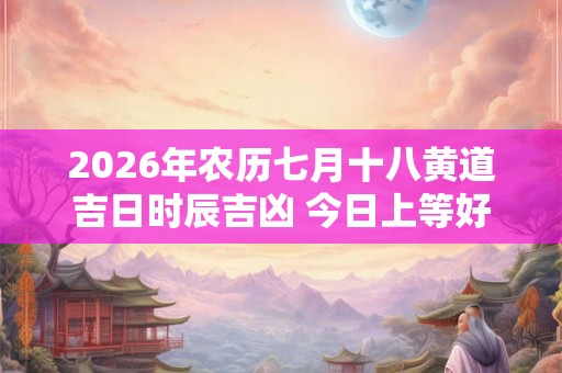 2026年农历七月十八黄道吉日时辰吉凶 今日上等好时辰查询