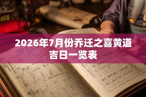 2026年7月份乔迁之喜黄道吉日一览表