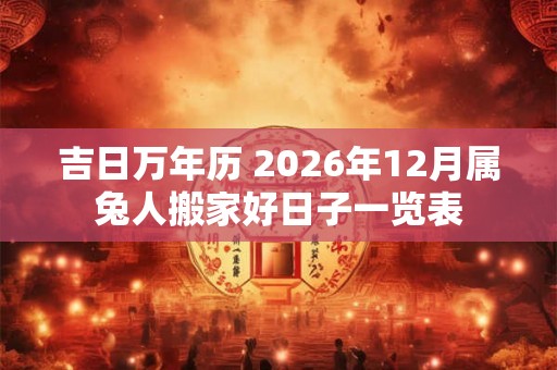 吉日万年历 2026年12月属兔人搬家好日子一览表