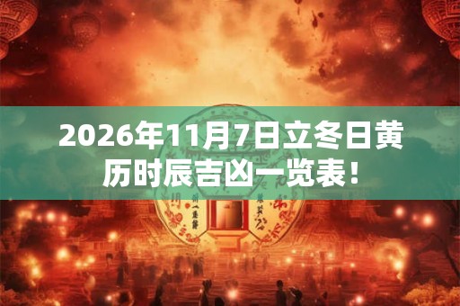 2026年11月7日立冬日黄历时辰吉凶一览表! 2026年11月7日立冬日黄历时辰吉凶一览表!