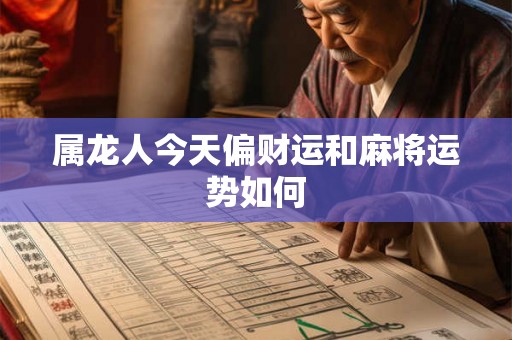 属龙人今天偏财运和麻将运势如何 属龙人今天偏财运和麻将运势如何