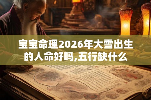 宝宝命理2026年大雪出生的人命好吗,五行缺什么