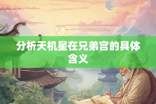分析天机星在兄弟宫的具体含义 分析天机星在兄弟宫的具体含义