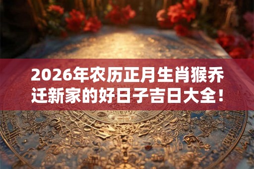 2026年农历正月生肖猴乔迁新家的好日子吉日大全！