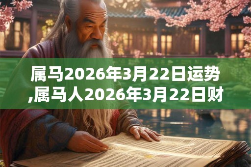 属马2026年3月22日运势,属马人2026年3月22日财运,生肖马2026年3月22日运势