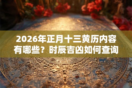 2026年正月十三黄历内容有哪些？时辰吉凶如何查询？