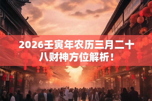 2026壬寅年农历三月二十八财神方位解析！