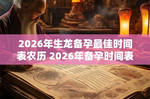 2026年生龙备孕最佳时间表农历 2026年备孕时间表查询 2026年生龙备孕最佳时间表农历 2026年备孕时间表查询
