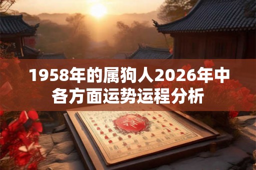1958年的属狗人2026年中各方面运势运程分析