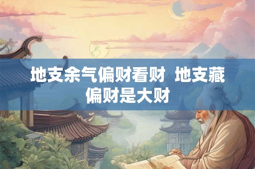 地支余气偏财看财  地支藏偏财是大财