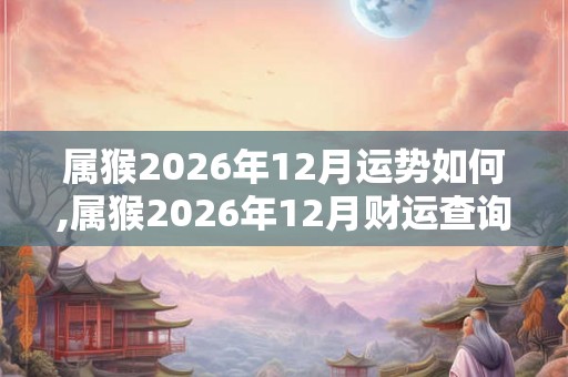 属猴2026年12月运势如何,属猴2026年12月财运查询