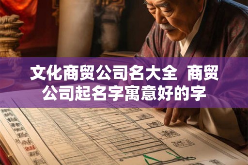 文化商贸公司名大全  商贸公司起名字寓意好的字