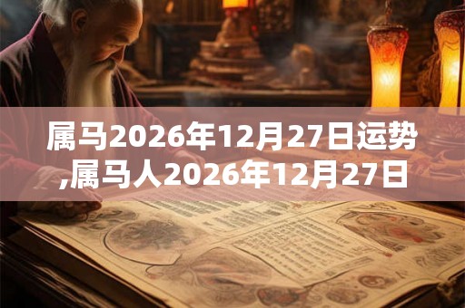 属马2026年12月27日运势,属马人2026年12月27日财运,生肖马2026年12月27日运势