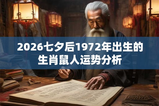 2026七夕后1972年出生的生肖鼠人运势分析