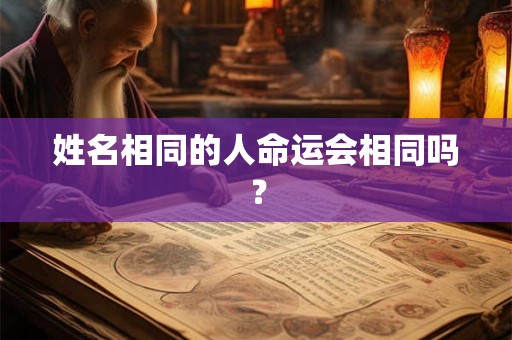 姓名相同的人命运会相同吗? 姓名相同的人命运会相同吗?