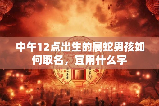 中午12点出生的属蛇男孩如何取名，宜用什么字