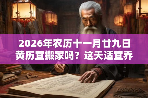 2026年农历十一月廿九日黄历宜搬家吗?这天适宜乔迁吗? 2026年农历十一月廿九日黄历宜搬家吗?这天适宜乔迁吗?