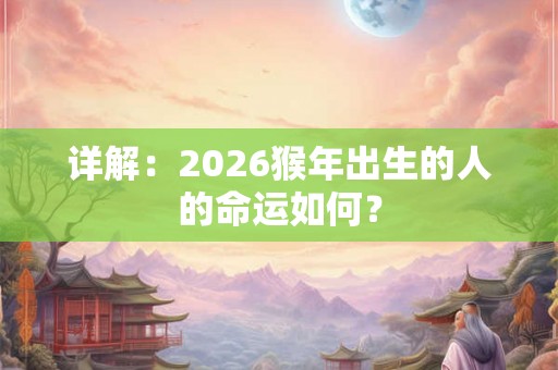 详解：2026猴年出生的人的命运如何？