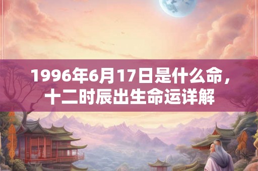 1996年6月17日是什么命,十二时辰出生命运详解 1996年6月17日是什么命,十二时辰出生命运详解