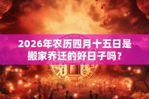2026年农历四月十五日是搬家乔迁的好日子吗？