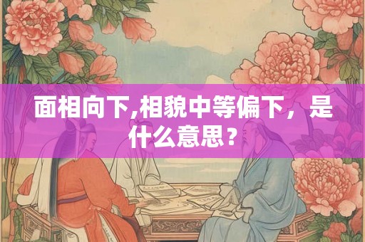 面相向下,相貌中等偏下，是什么意思？