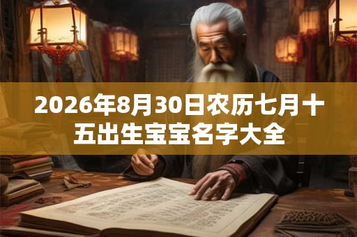 2026年8月30日农历七月十五出生宝宝名字大全
