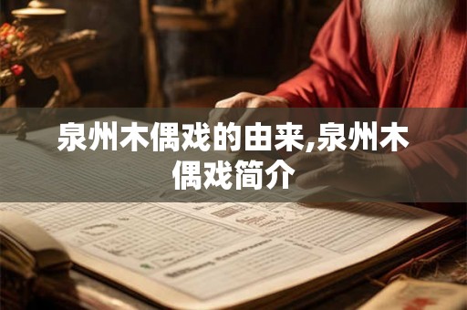 泉州木偶戏的由来,泉州木偶戏简介