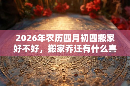 2026年农历四月初四搬家好不好，搬家乔迁有什么喜忌？