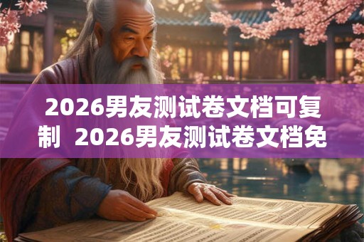 2026男友测试卷文档可复制 2026男友测试卷文档免费 2026男友测试卷文档可复制 2026男友测试卷文档免费