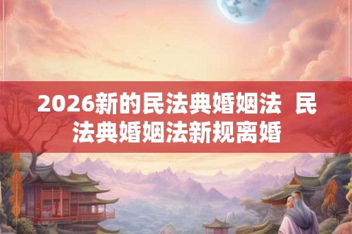 2026新的民法典婚姻法  民法典婚姻法新规离婚
