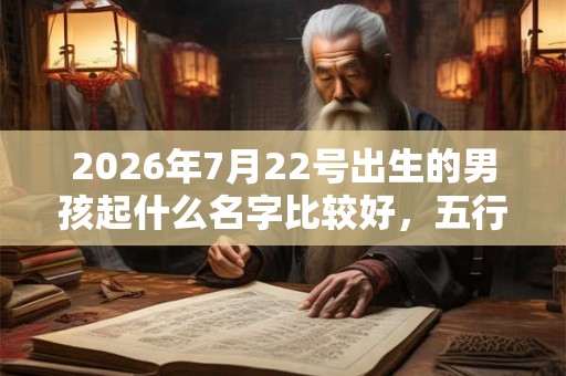 2026年7月22号出生的男孩起什么名字比较好，五行属什么