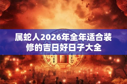 属蛇人2026年全年适合装修的吉日好日子大全