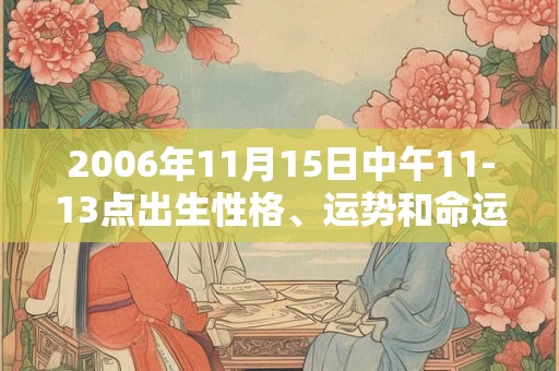 2006年11月15日中午11-13点出生性格、运势和命运 2006年11月15日中午11-13点出生性格、运势和命运
