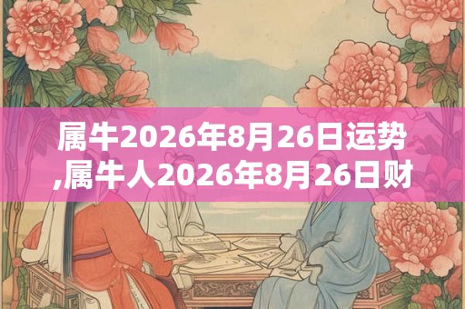 属牛2026年8月26日运势,属牛人2026年8月26日财运,生肖牛2026年8月26日运势