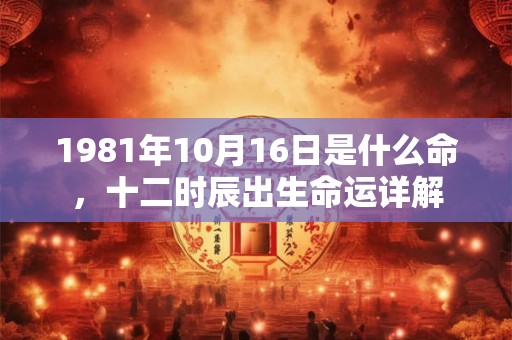 1981年10月16日是什么命，十二时辰出生命运详解