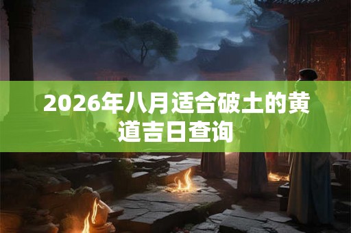 2026年八月适合破土的黄道吉日查询