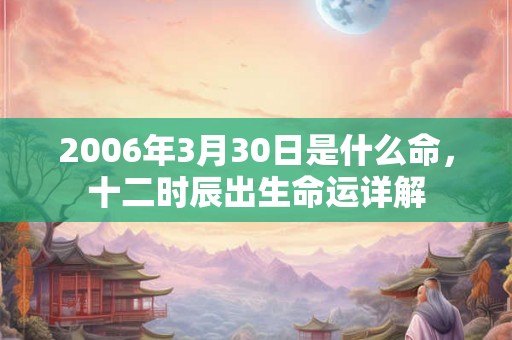 2006年3月30日是什么命，十二时辰出生命运详解