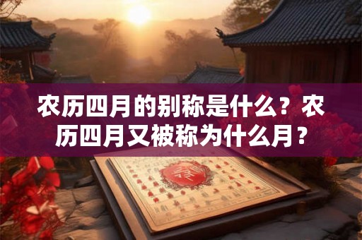农历四月的别称是什么？农历四月又被称为什么月？