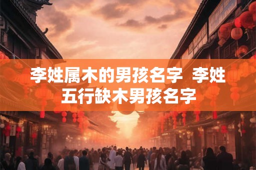 李姓属木的男孩名字  李姓五行缺木男孩名字