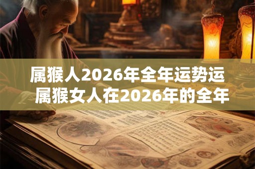 属猴人2026年全年运势运  属猴女人在2026年的全年运势