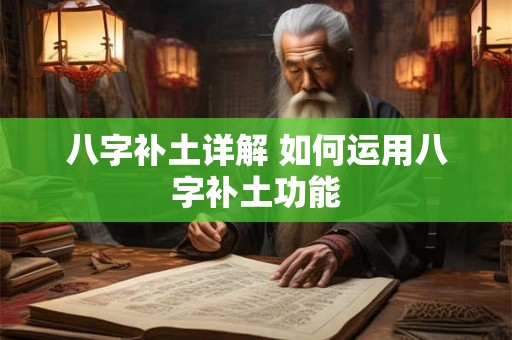 八字补土详解 如何运用八字补土功能